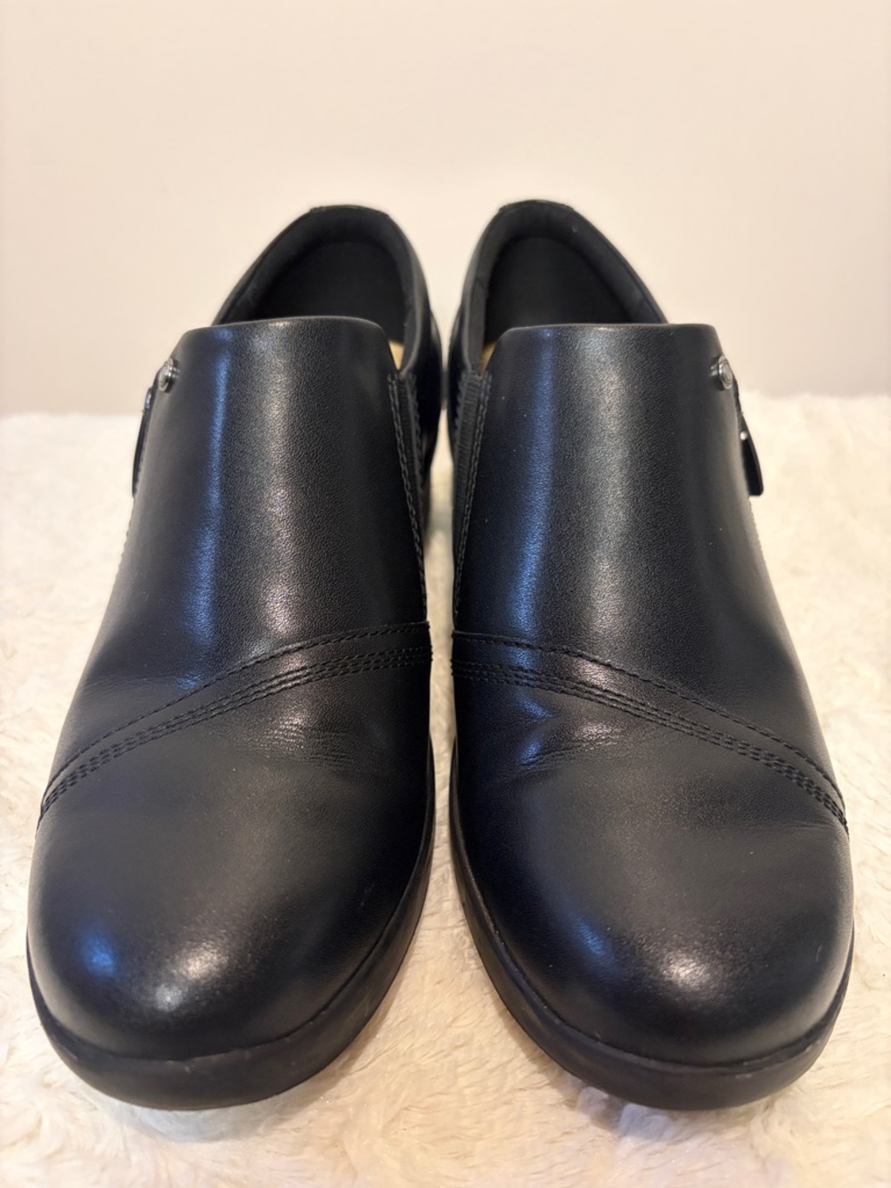 Clarks Collection Ultimate Comfort Black Flats Support Shoes Wedge Work 8.5